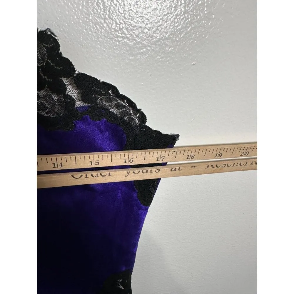 Vintage Victoria's Secret Small Nightgown Slip Purple Black Lace Sexy Polyester - Image 12