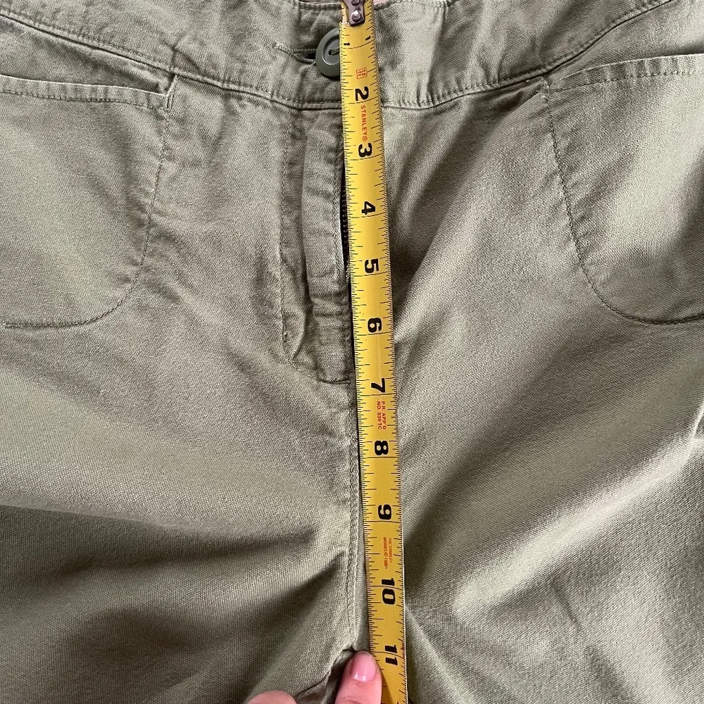 Woolrich‎ Sz 31 Army Green Capri Pants Side Slits Pockets High Rise Casual - Image 10