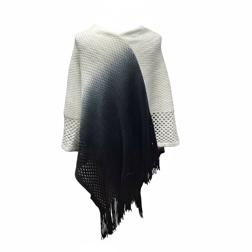 Styline. Knit ombré poncho. OSFM Black Size undefined - Image 13