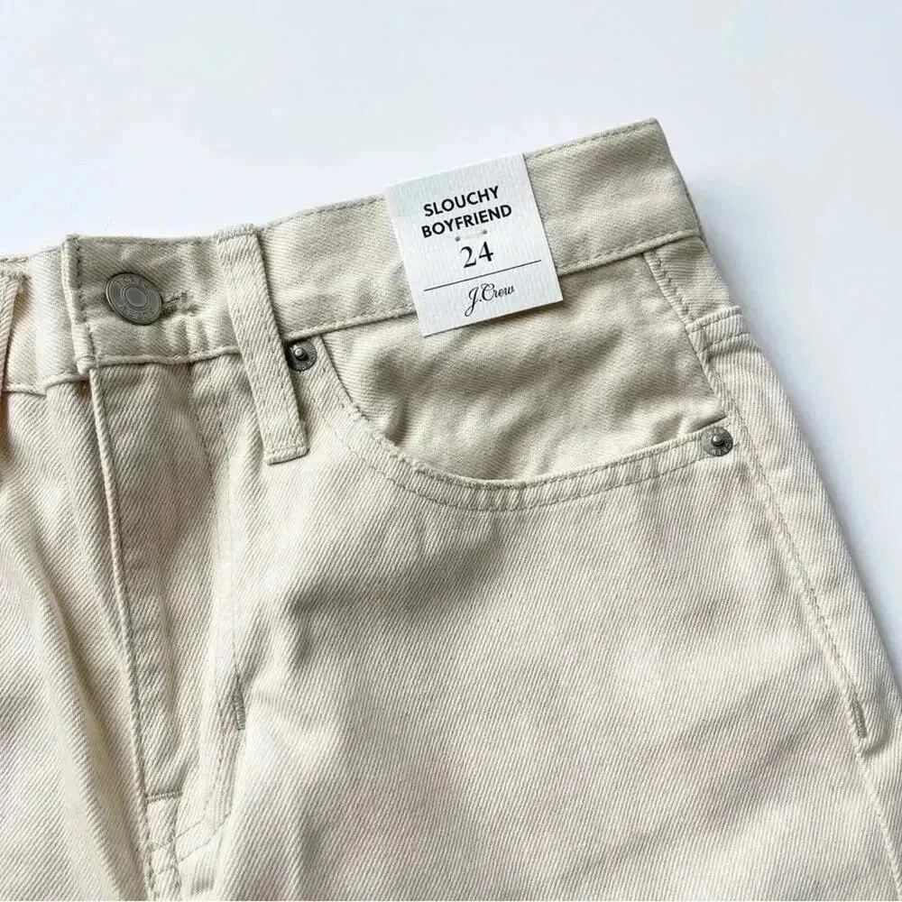 J. Crew Slouchy Boyfriend Jean in Ecru Natural 100% Cotton Size 24 NWT - Image 8