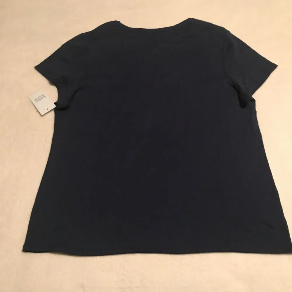 Croft &Barrow Classic Tee in Navy Blue Love Graphics Medium NWT Short Sleeve NWT - Image 4