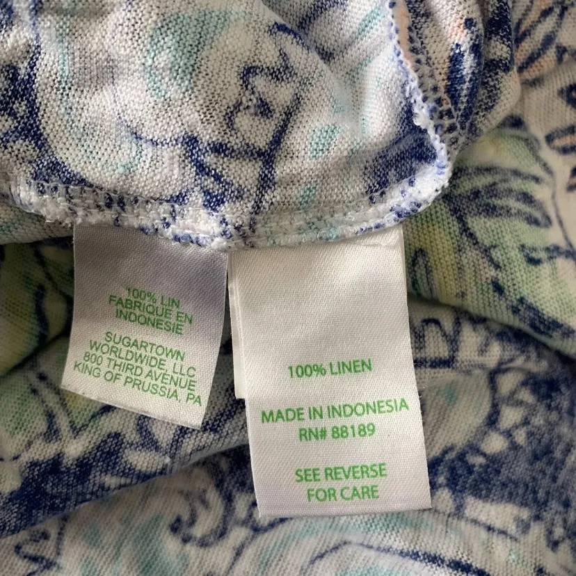Lilly Pulitzer Blue White Linen Top XXS XS Small V Neck TINY PULLS SEE PHOTO - Image 8
