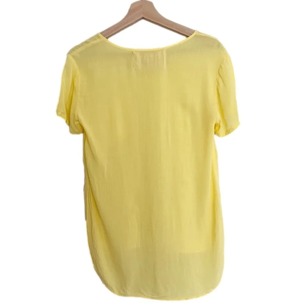 Bella Dahl Hi Low Top Flowy Short Sleeve Womens Size Small Yellow - Image 2