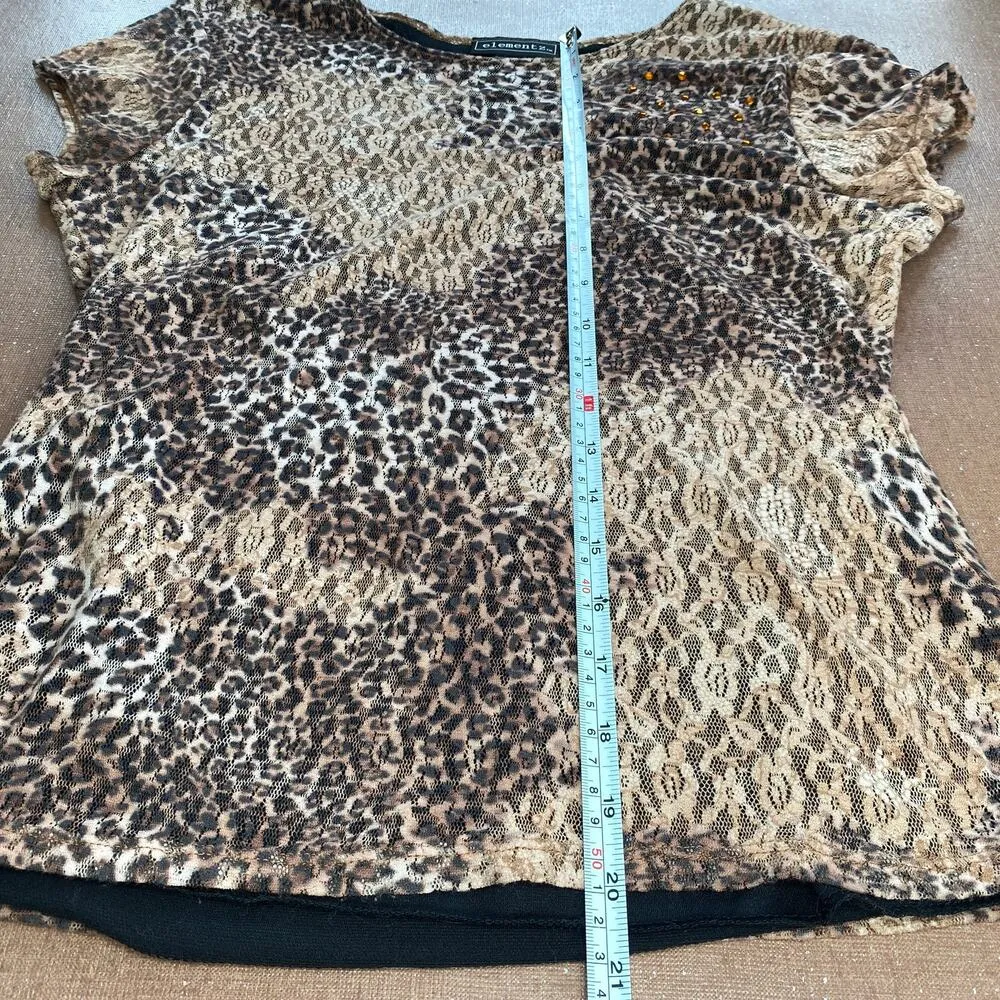 American Vintage Y2K Elementz Animal Print Stretch Rave Going Out Top Clubwear party 2000s 00s M - Image 5