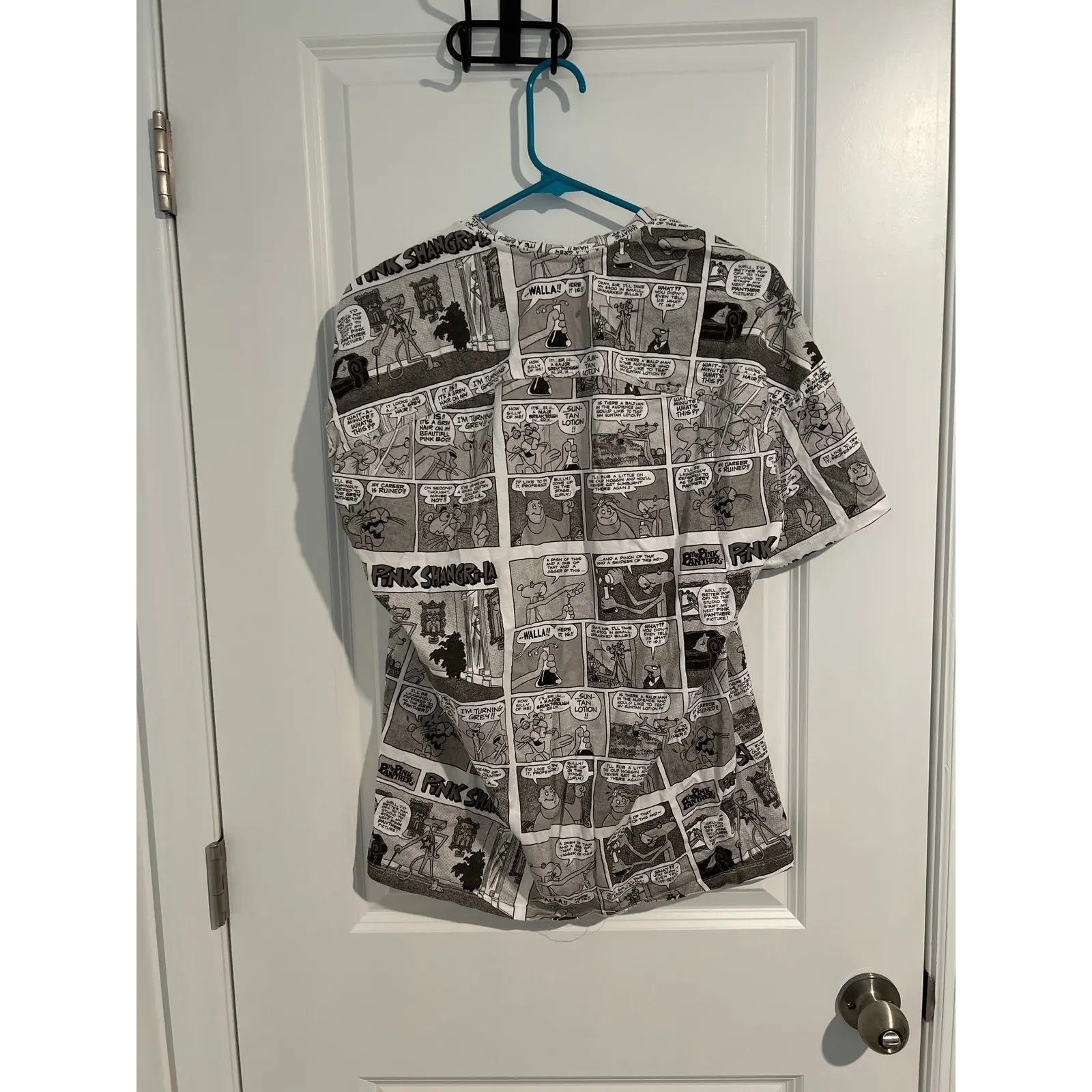 Zara MGM Pink Panther white/gray/black Comic Cotton Tee Sz mesium - Image 5