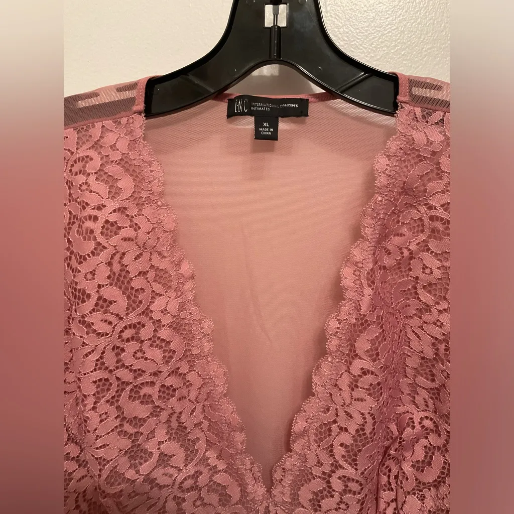 NWOT INC Pink Lace Long Sleeve Bodysuit - Image 3