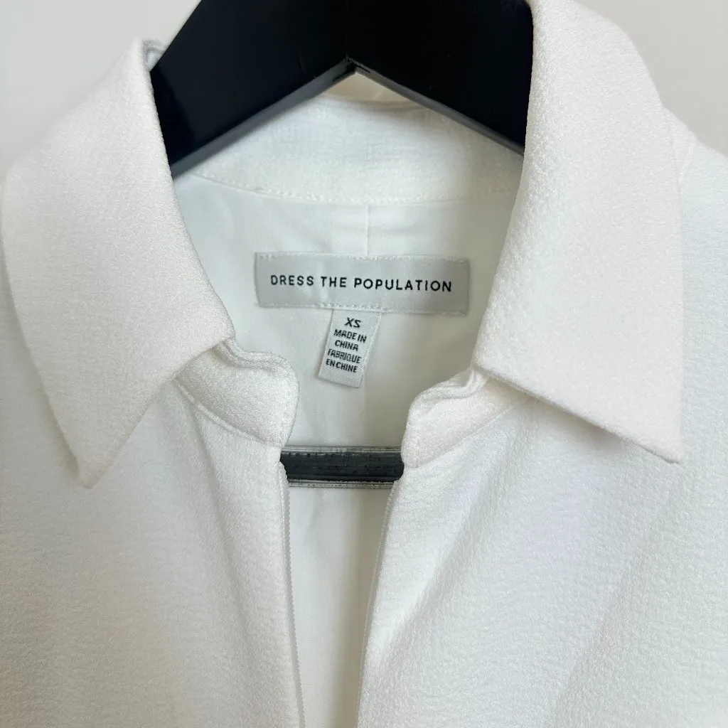 DRESS THE POPULATION Gloria Front Zip Jumpsuit in Off White Size X-Small - Image 4