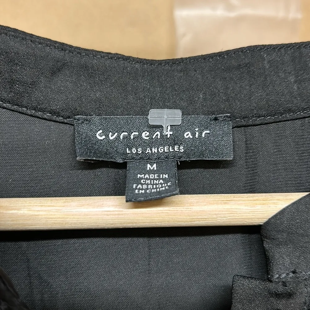 Anthropologie Current Air Women top medium black satin lace coquette witchy Elphaba Victorian - Image 4