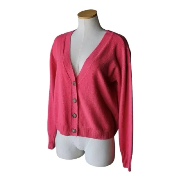 INTERMIX Roya Cashmere Pink Cardigan Sweater Button Down Long Sleeves Size Small - Image 7