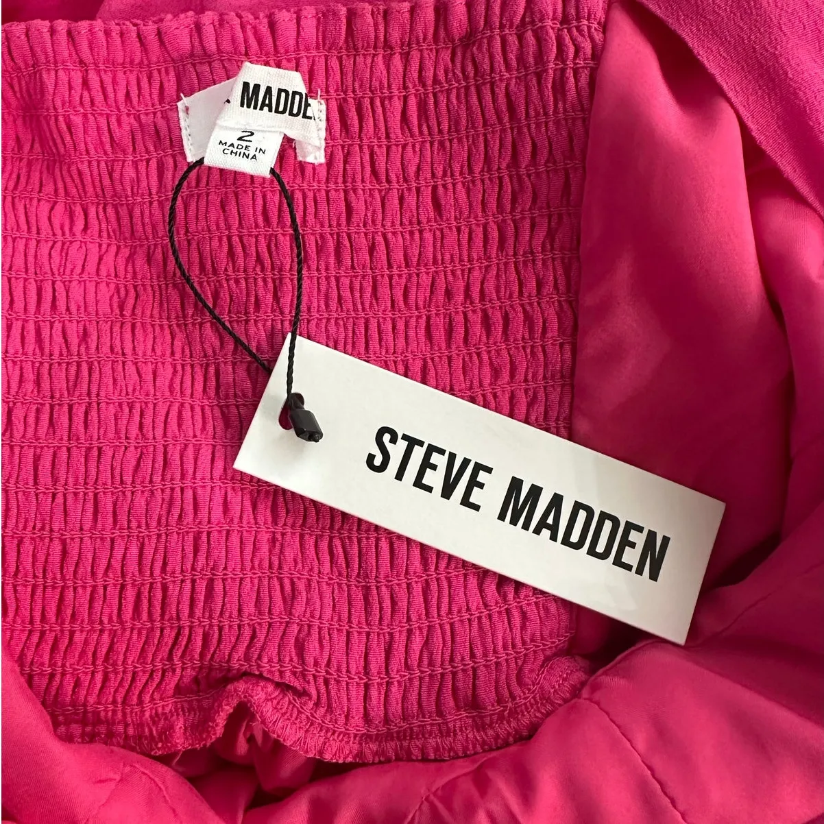 Steve Madden Midi Dress Sophia Rose Hot Pink Tie Shoulder Sundress New - Image 2