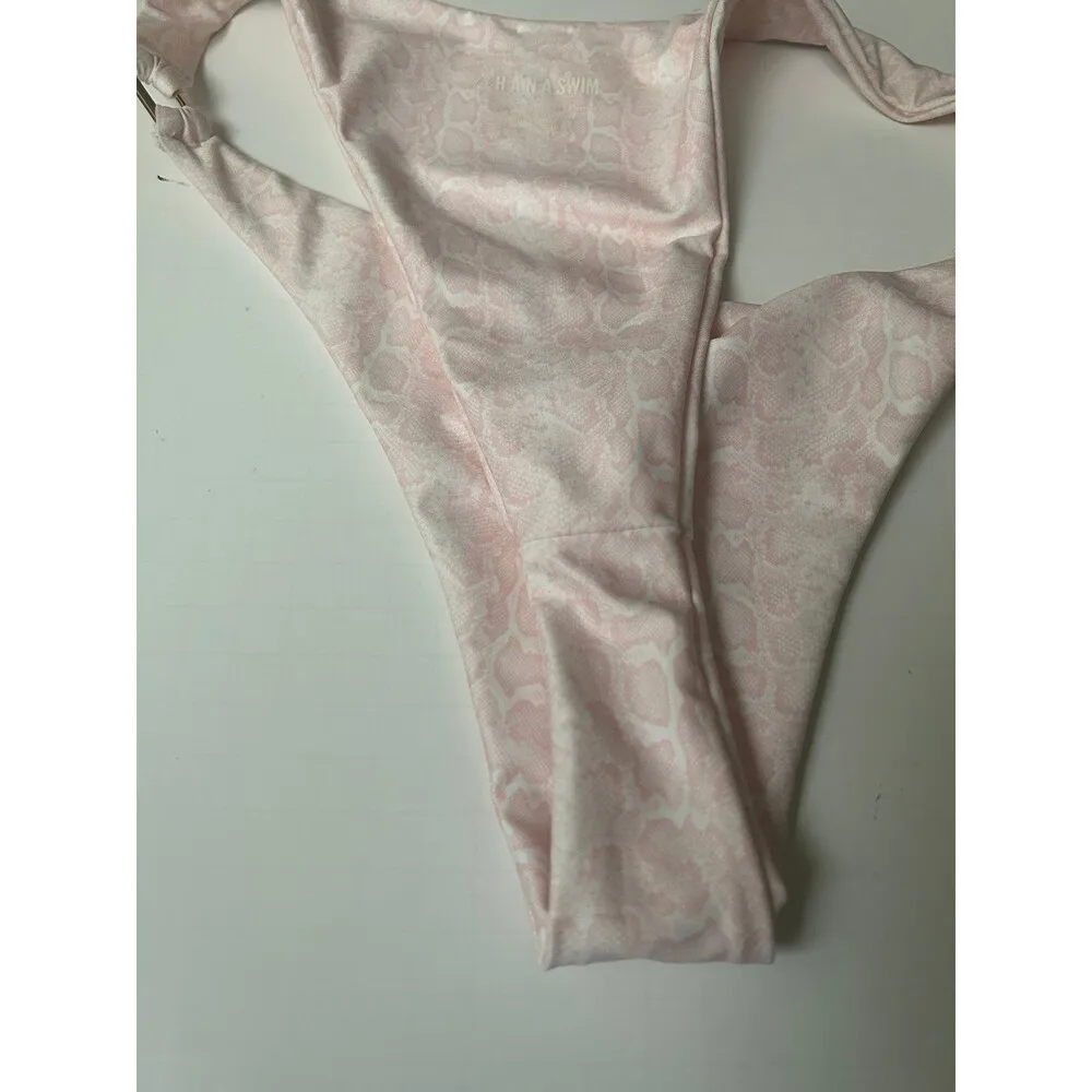 LAHANA SWIM Gigi Bikini Bottom XL Pink Snake Print - Image 6