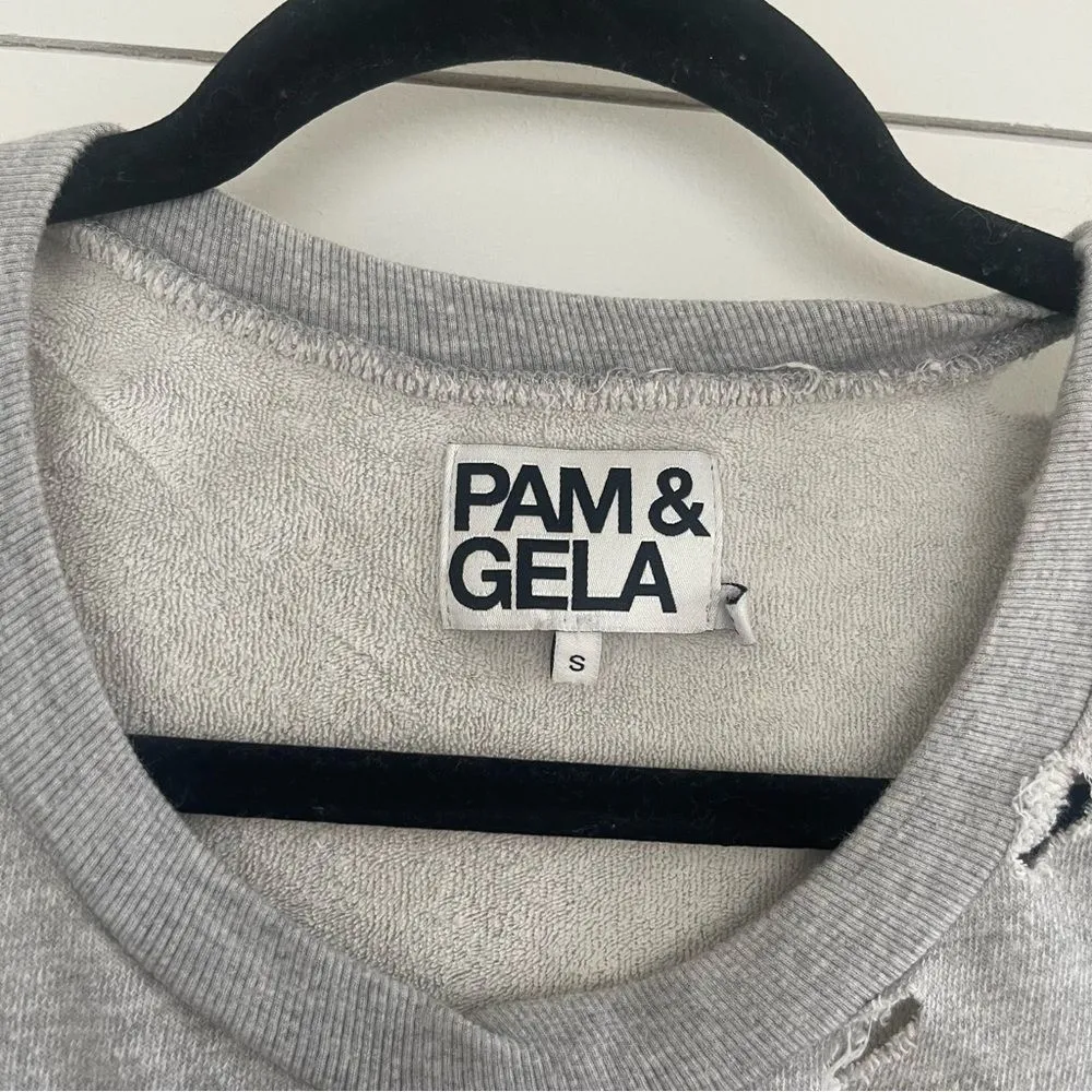 Pam & Gela Women’s Small Grey Distressed Sweatshirt - Image 4