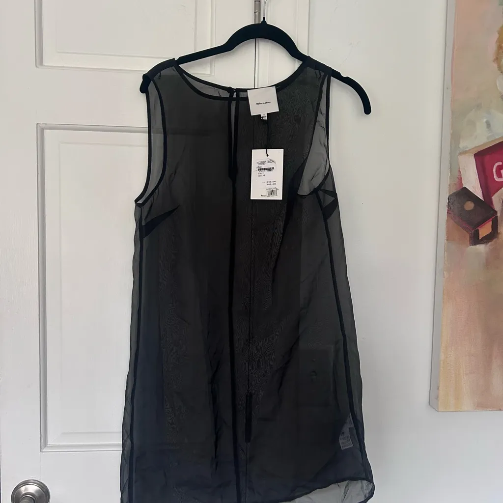 NEW NWT Reformation Vina Sheer Overlay Minidress Black Size 4 Overlay Only! - Image 5