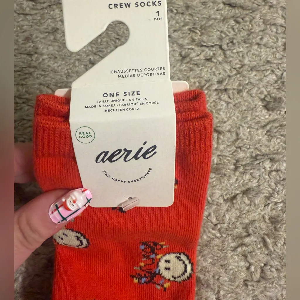 Aerie American Eagle AE Red Pink Christmas Graphic Women’s Crew Socks Set - Image 14