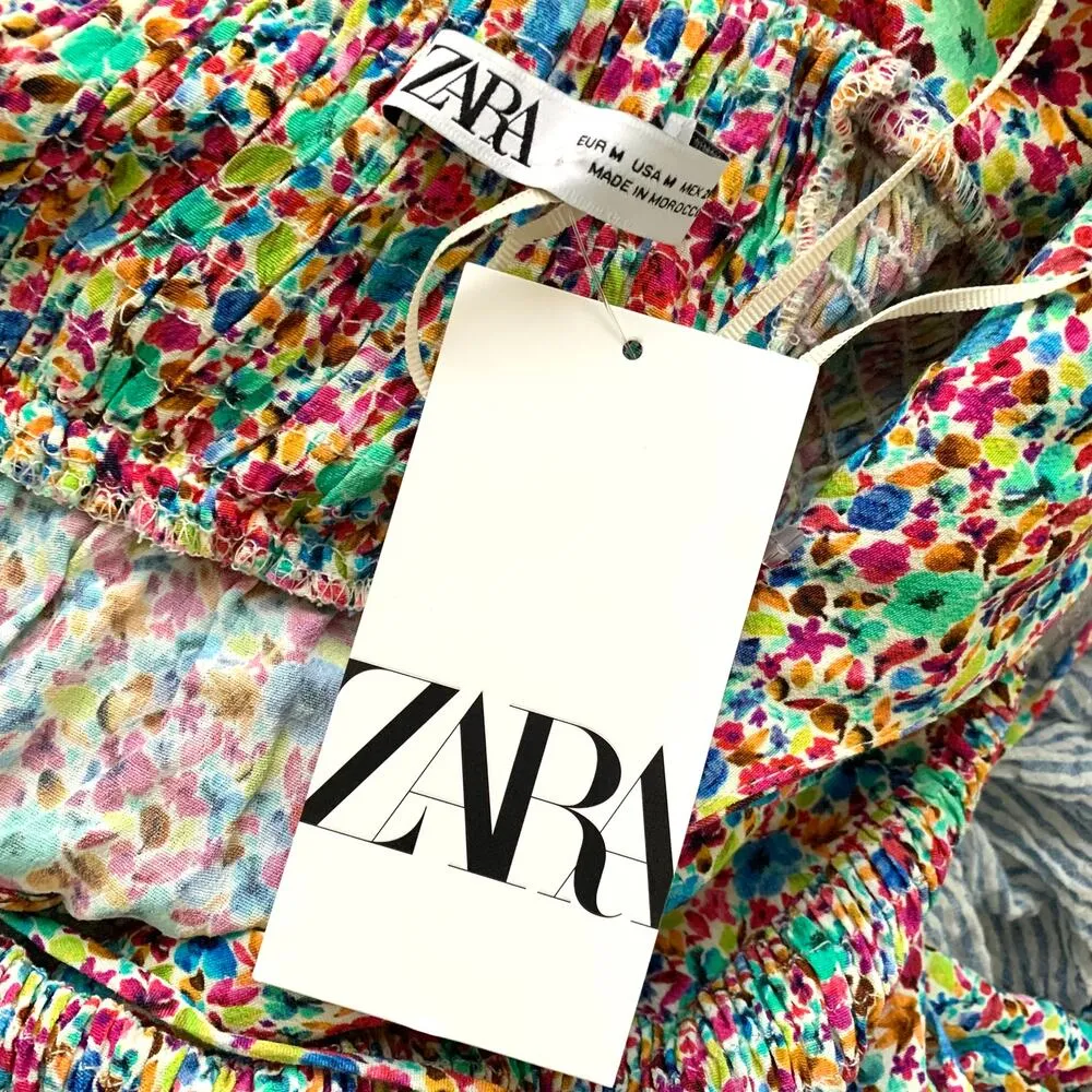 NWT Zara Ditsy Floral Print Strappy Maxi Sun Dress in Multicolored Women's M - Image 10