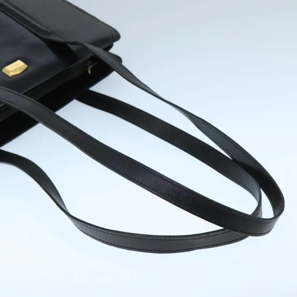 BALLY Shoulder Bag Leather Black Gold Authentic - Image 6