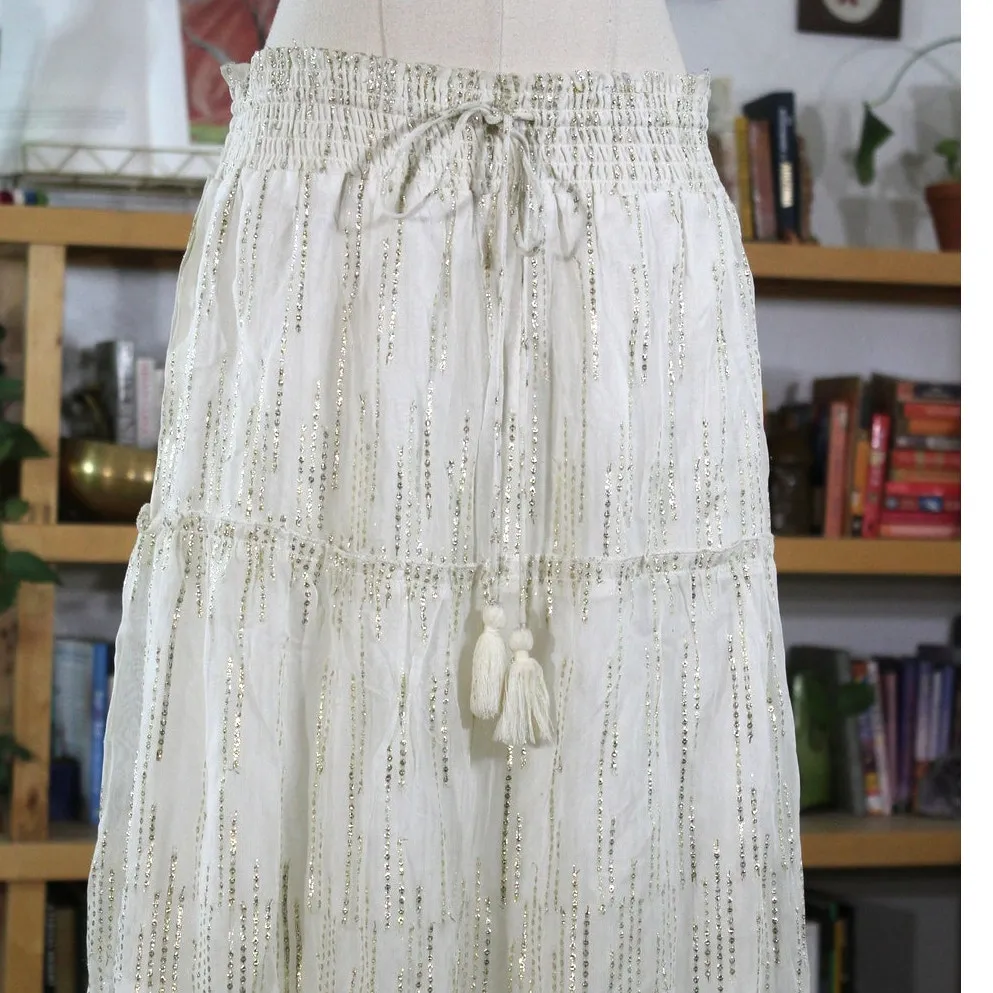 Elegant Cream Maxi Skirt White Size L - Image 5