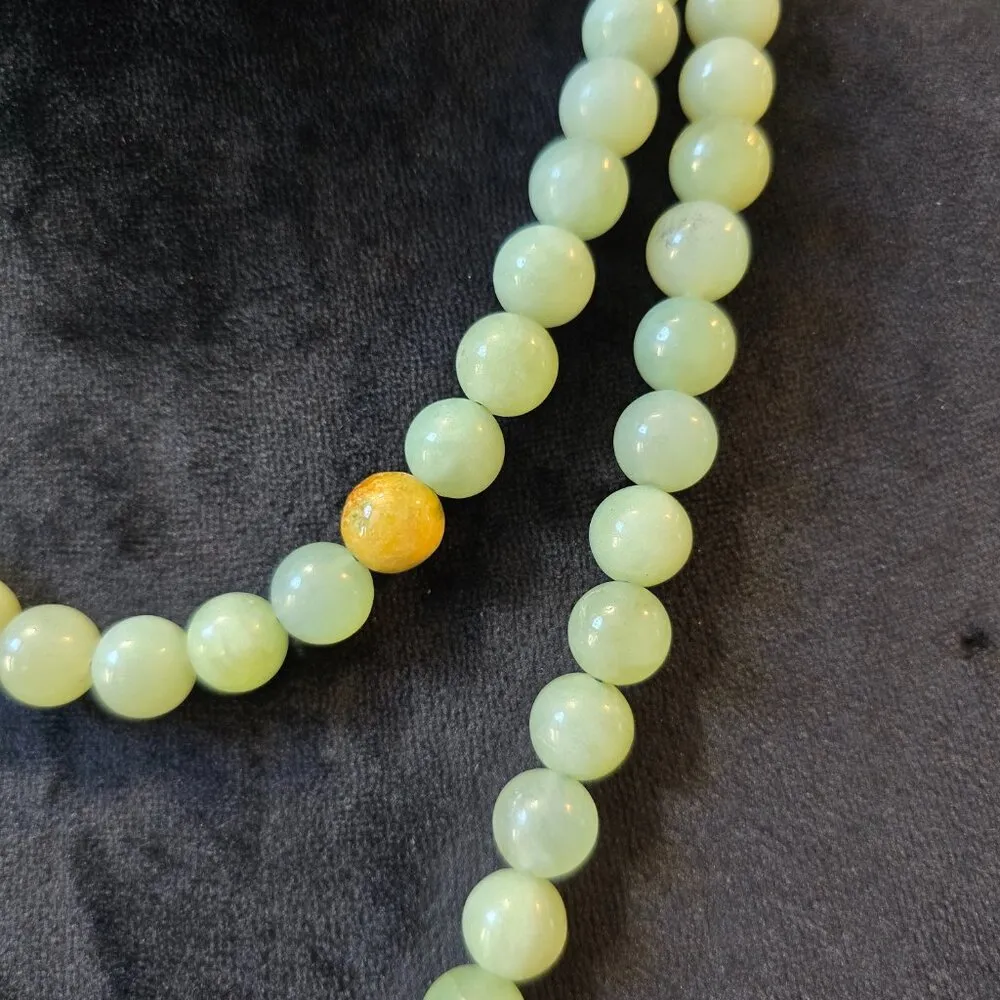 Womens Fashion Green Okenite Round Bead Mala Necklace Mantra Chant - Image 4