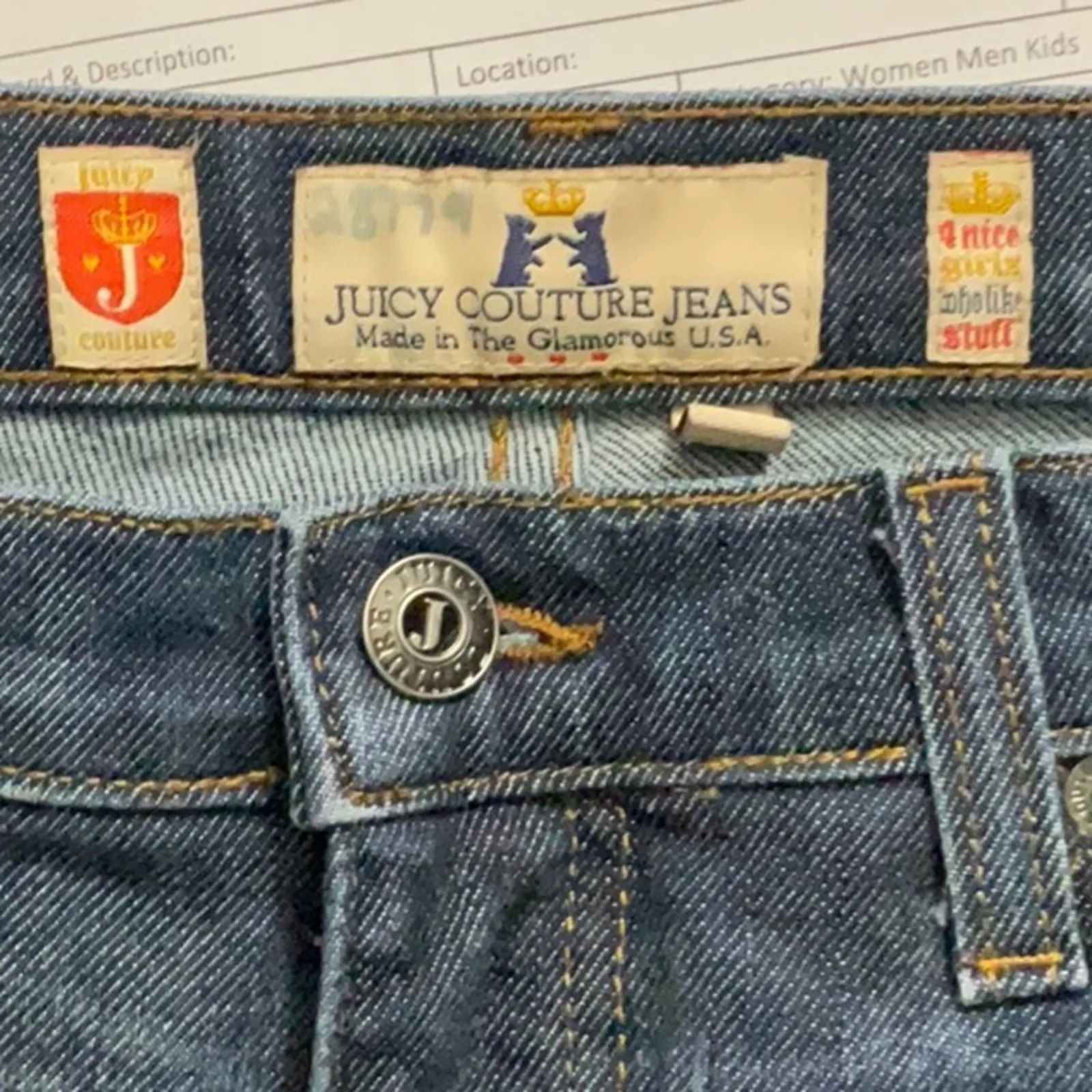 Juicy Couture Estilo 5 Pocket Blue Jean 31 Y2K Classic Preppy Bohemian Western - Image 9