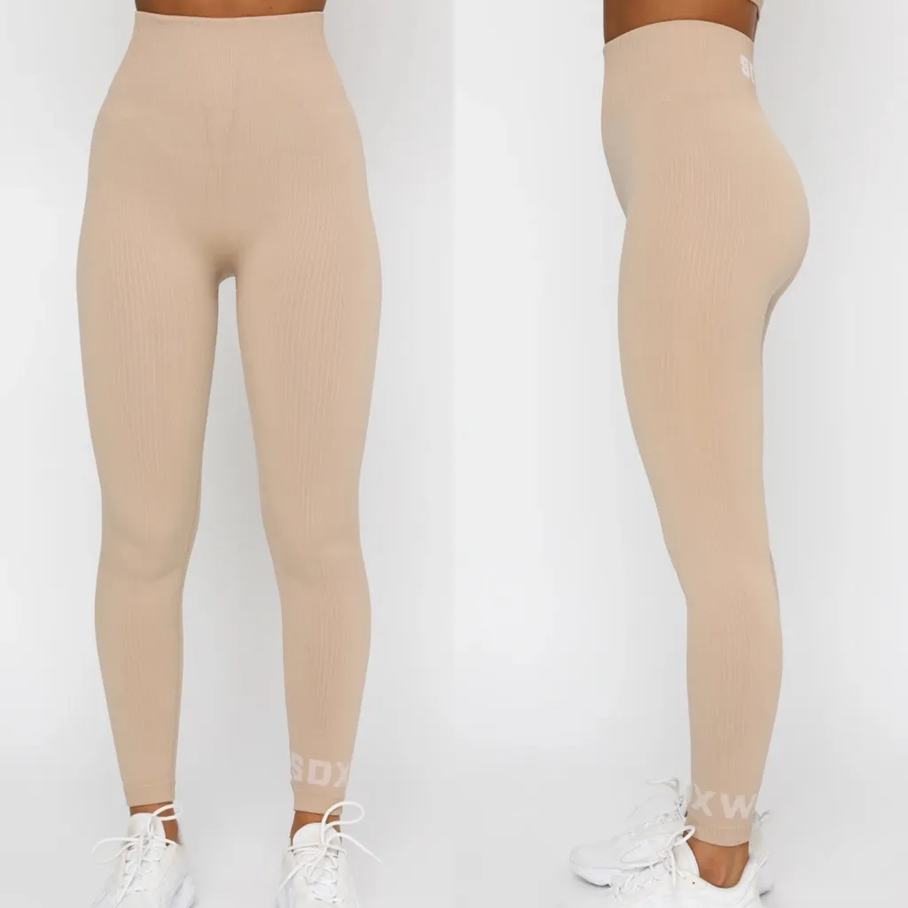 White fox Coffee Date Seamless Leggings Sand MWT - Image 2