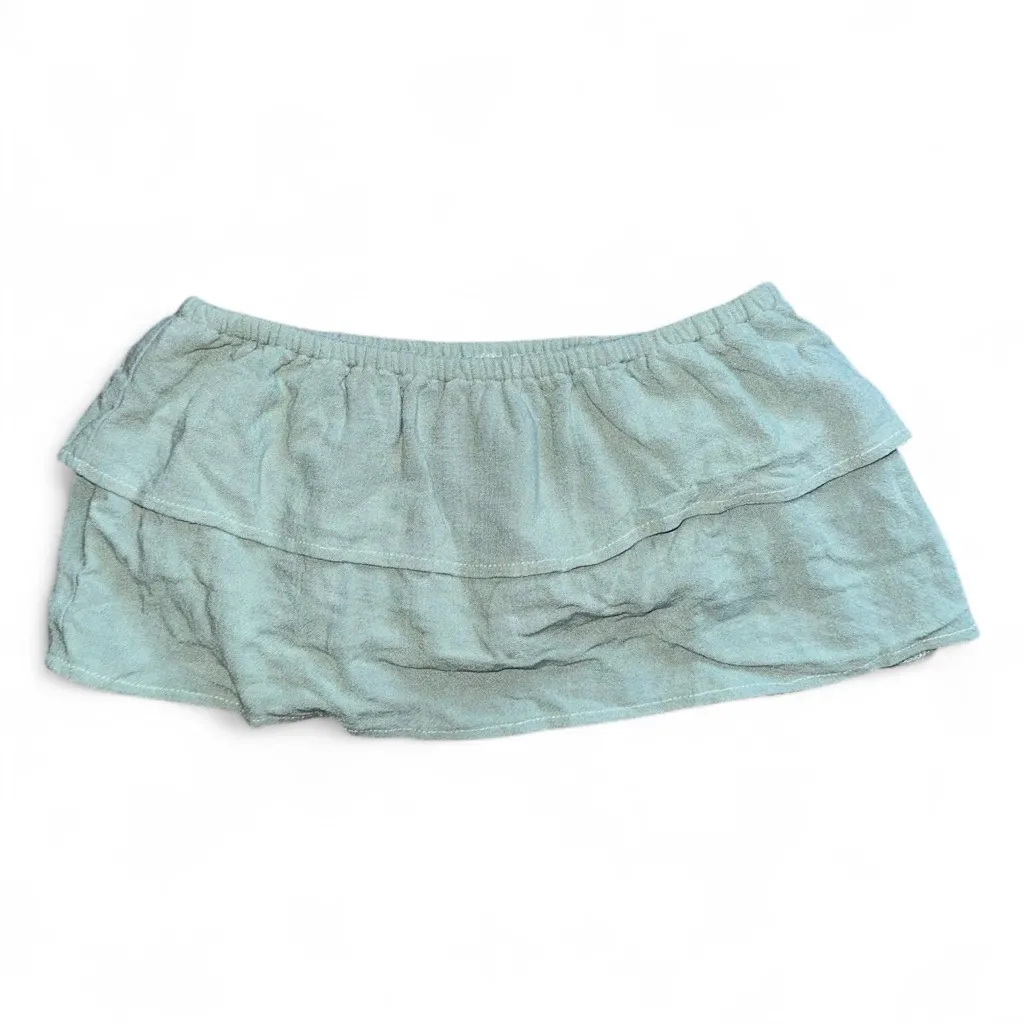 Princess Polly Green Ruffled Linen Crop Top Size 2 - Image 2