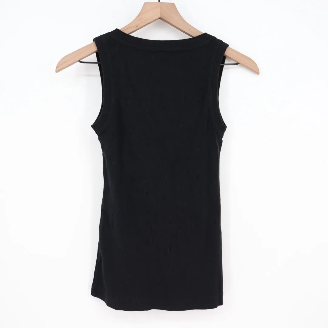 American Giant Black Ribbed Tank Top Basic Made in USA Size S - Image 6