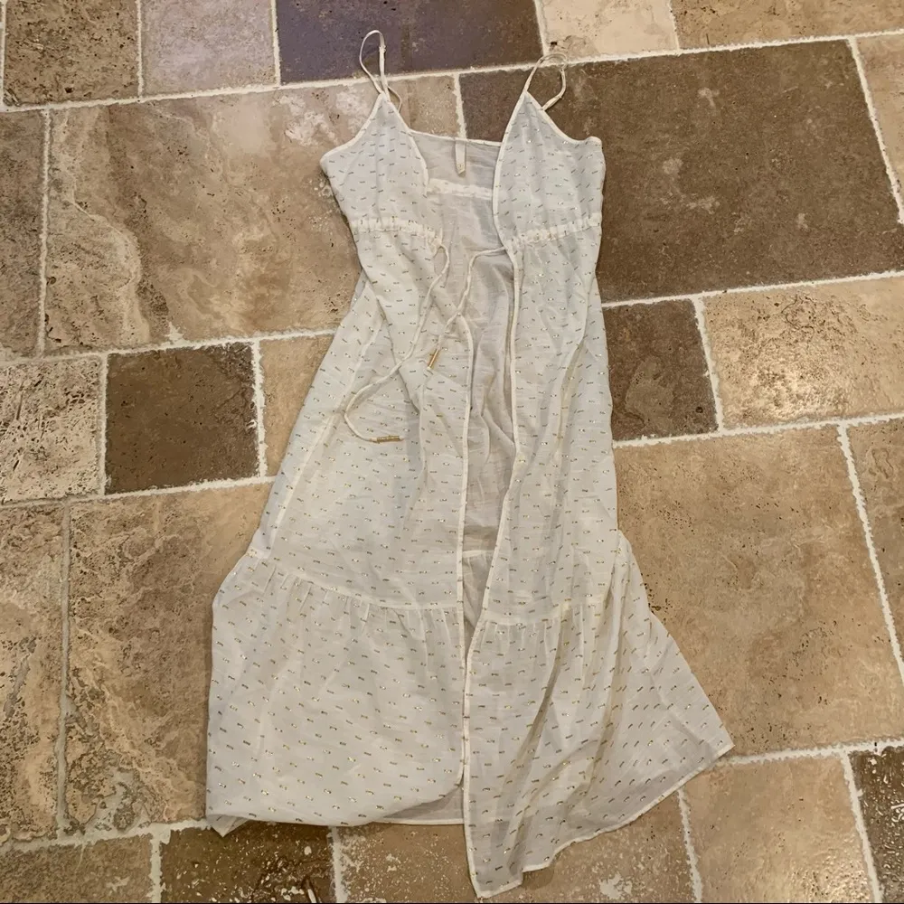 Morena Rosa Brazilian Sheer White Gold Tie Swim Beach Coverup S Cotton - Image 3