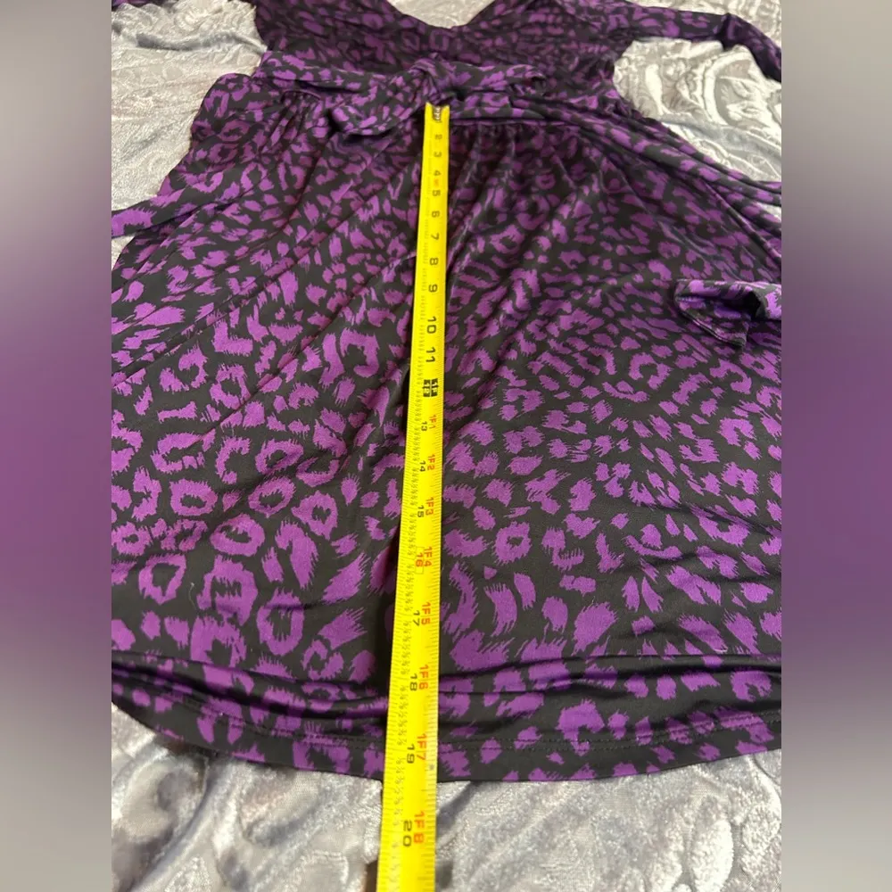 MODA INTERNATIONAL Purple Leopard Print Long Sleeve Small - Image 7