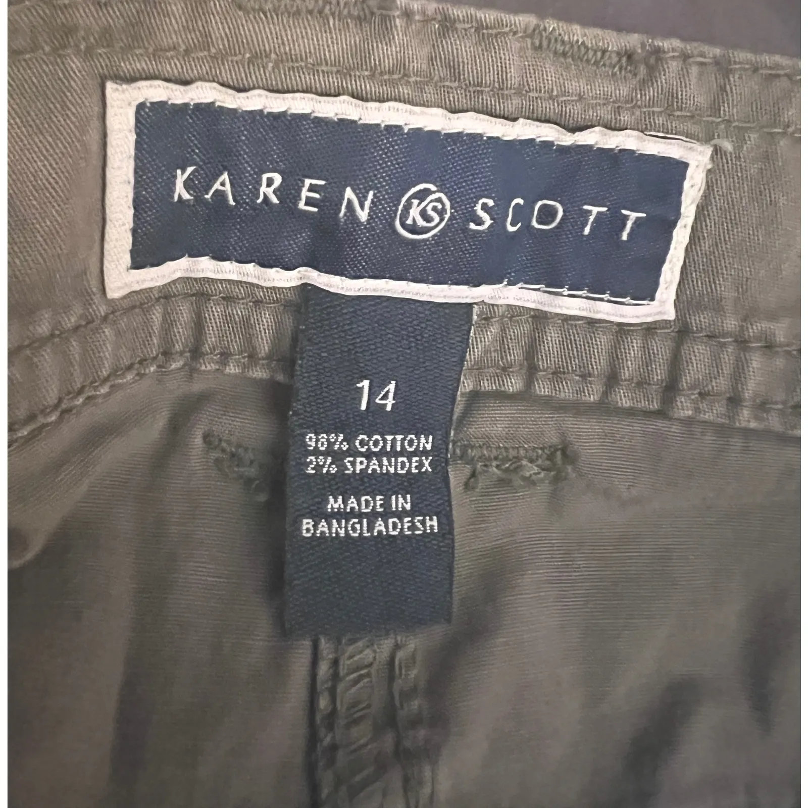 Karen Scott Cargo Capri Pants Womens 14 Beige Hiking Outdoors Everyday Pockets - Image 4