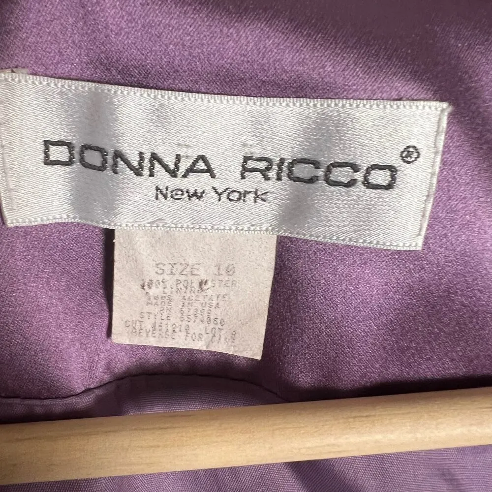 Donna Ricco Purple Satin Skirt Jacket Set Set Size 10 - Image 13