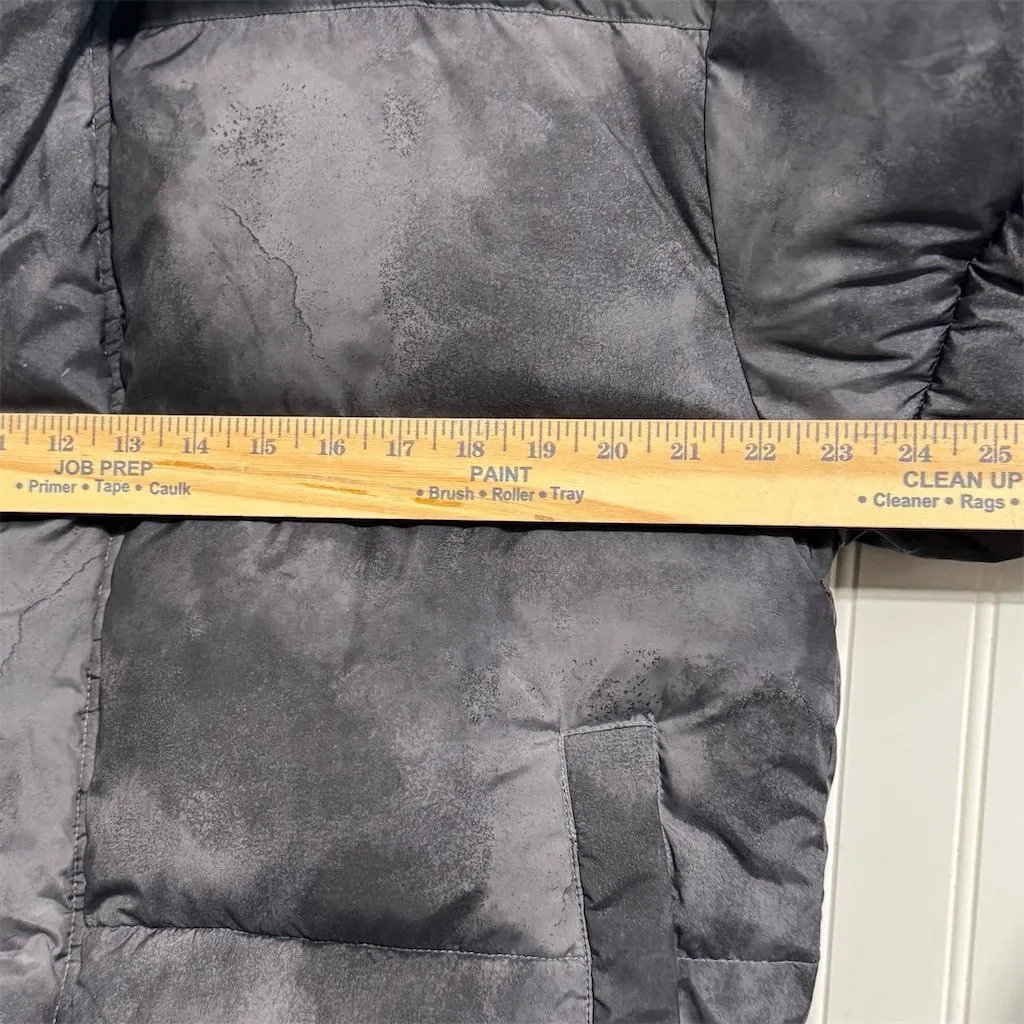 Fabletics M Puffer Jacket Black Gray Printed Marble Oversized FullZip Athleisure - Image 4