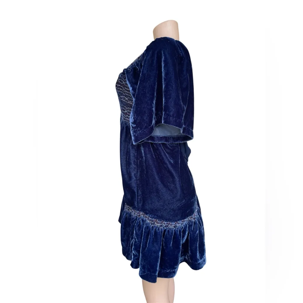 Free People Navy Velvet Backless Dress - Image 5