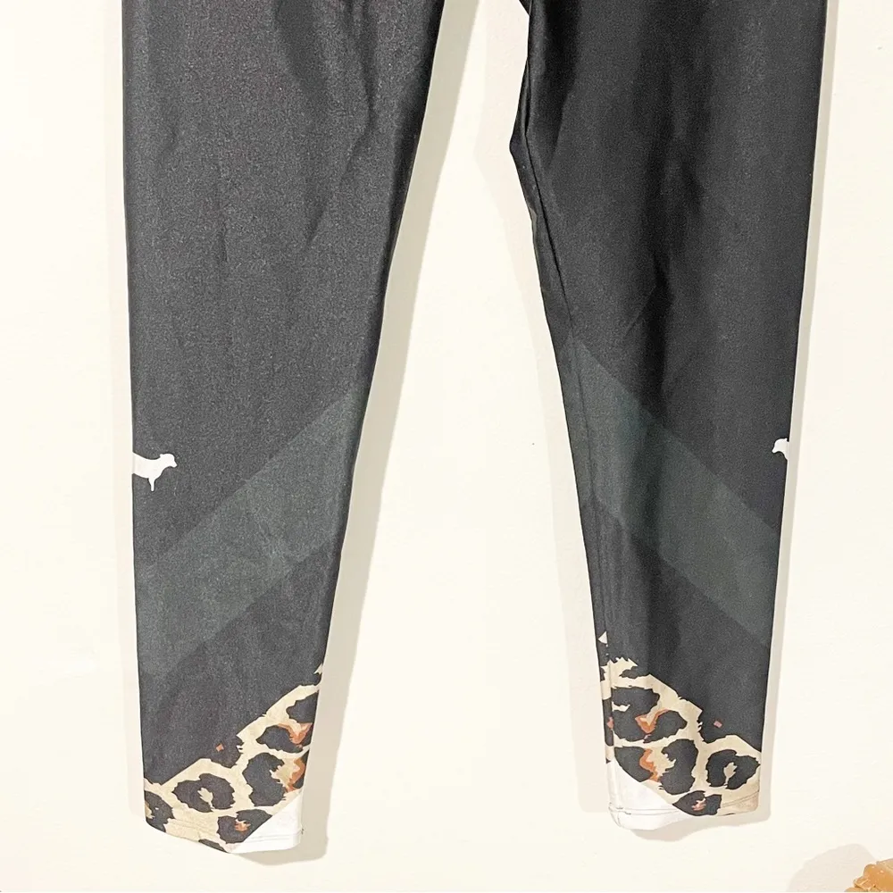 Goldsheep Size Small Black Long Legging Leopard Retro Sport Athletic Workout - Image 3