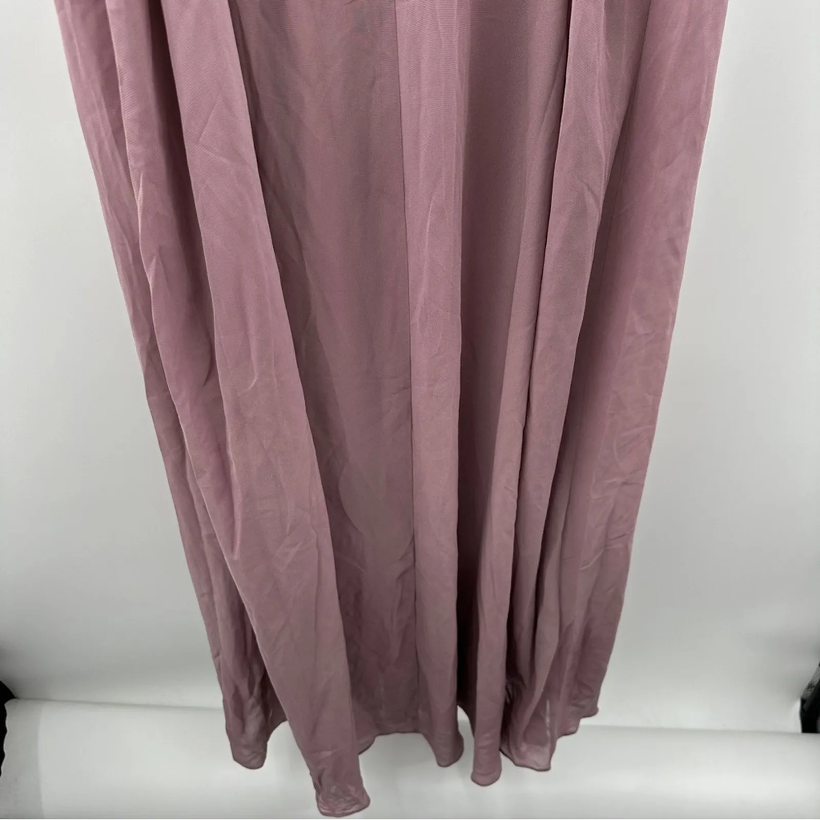 Birdy Grey Devin Convertible Chiffon Maxi Bridesmaid‎ Dress Dark Mauve Sz M NEW - Image 9