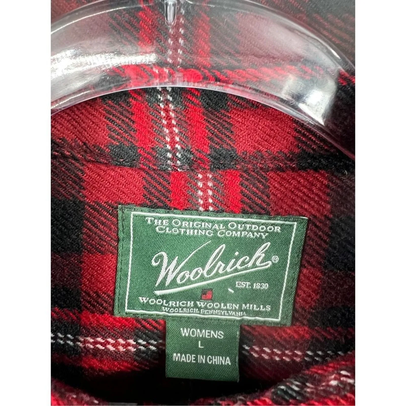 Woolrich Shirt Womens Red Long Sleeve Wool Blend Button-up Plaid‎ Large - Image 2
