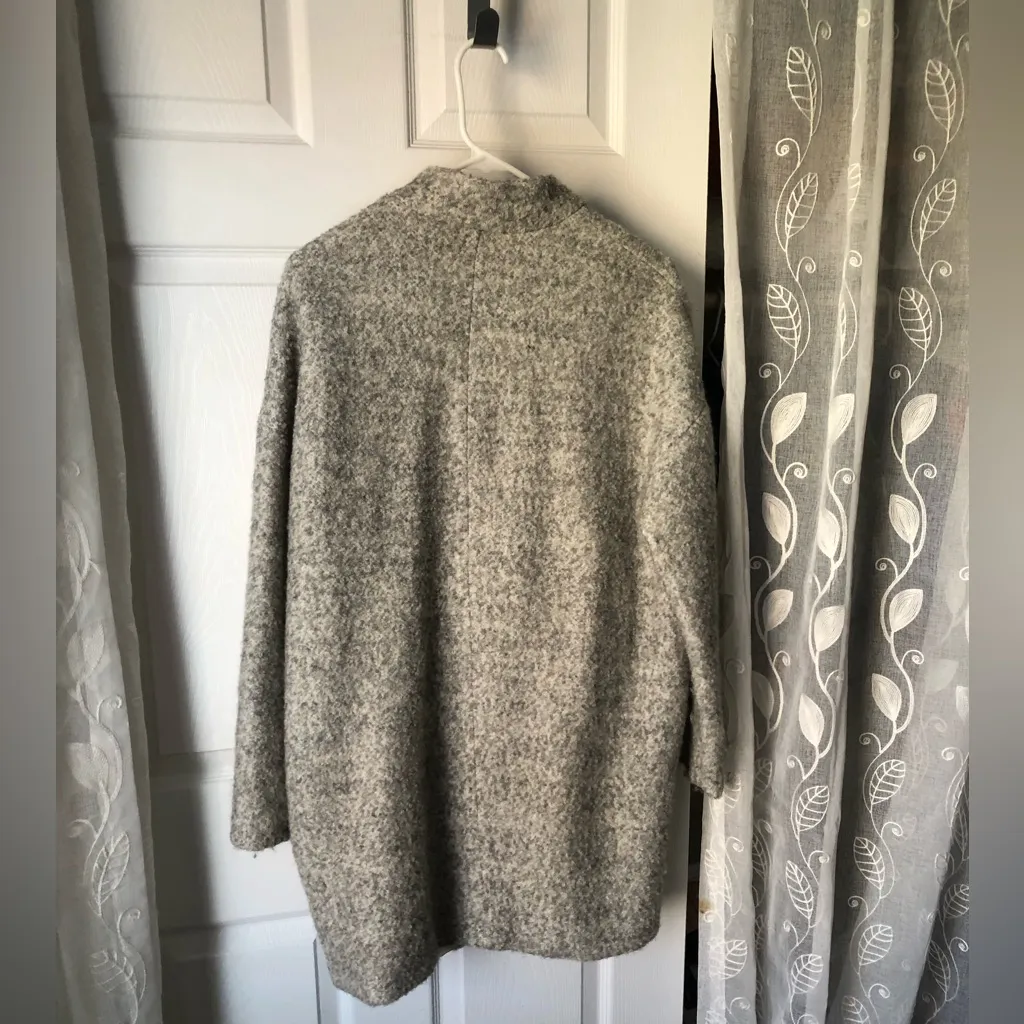 Zara oversized Gray Open Front jacket Coat zip up side pockets size S - Image 9