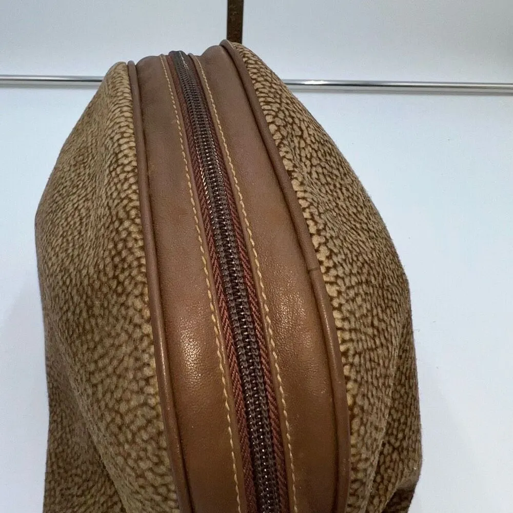 BORBONESE Pouch Redwall Quail Pattern Suede x Leather - Image 5