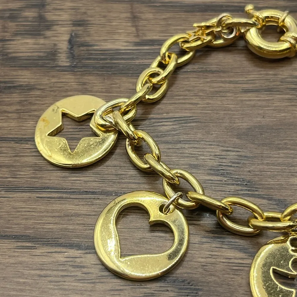 Charm Bracelet: Large Heart, Angel, Star Dove Charms Gold Tone - Image 6