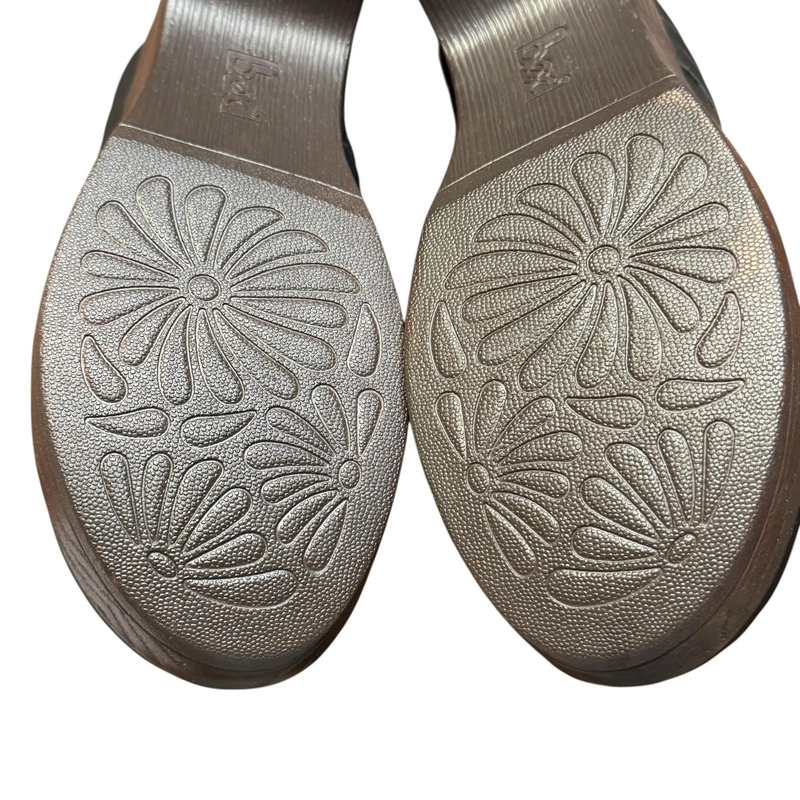 b.o.c Shoes Womens Size 9M Black Slip On Clogs Comfort Heels Faux Leather Floral - Image 10