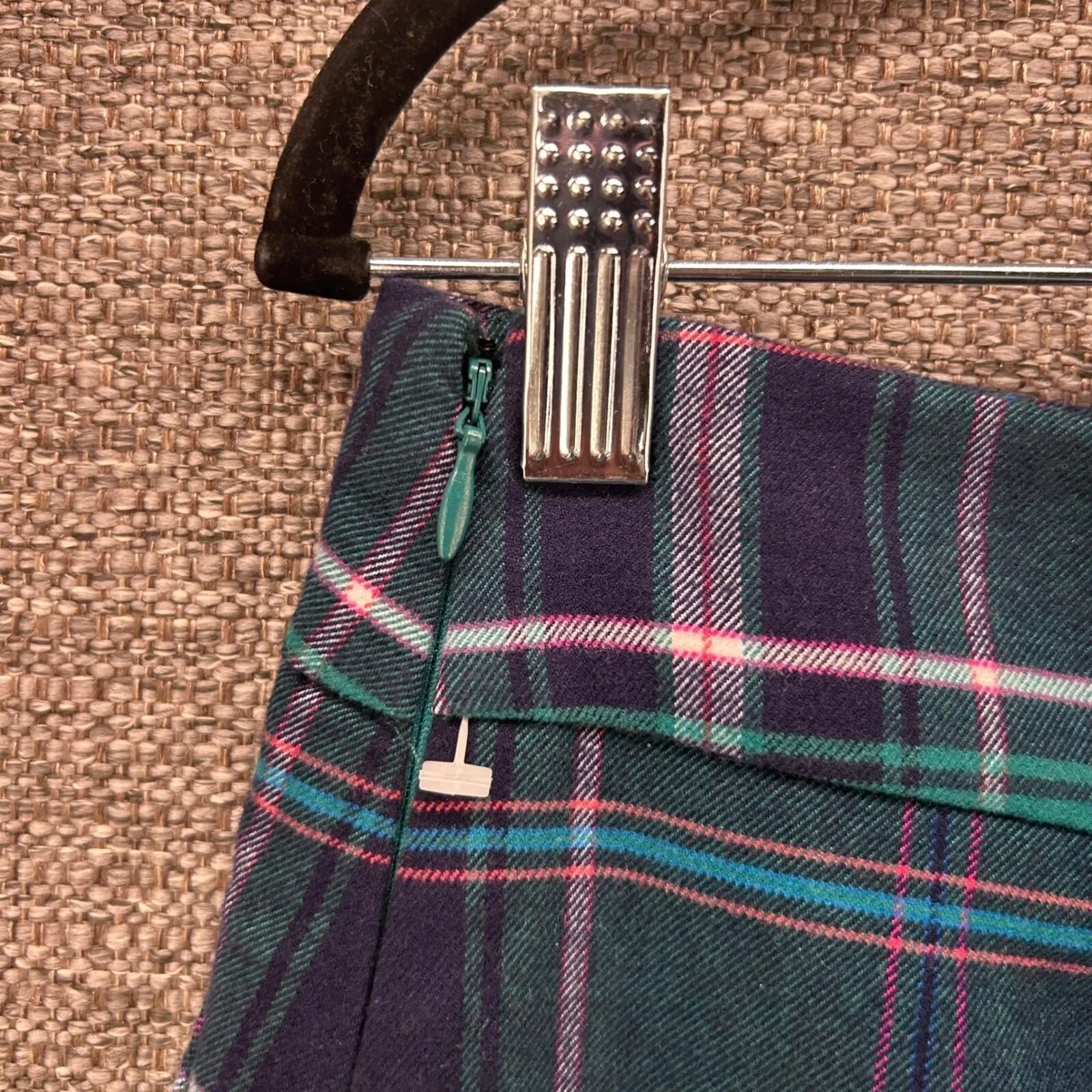 Crown Any Ivy‎ Wool Plaid Mini Skirt Green 8 - Image 7