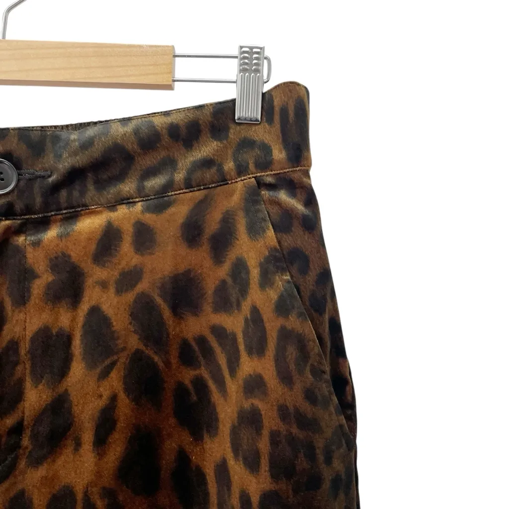 Cabi Party Velvet Pant Leopard Print Wide Leg Trousers Brown Black Size Large - Image 6