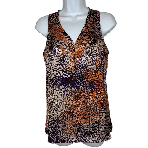 HALE BOB Orange and Purple Patterned V-Neck Sleeveless‎ Top NWOT Size Smal - Image 2