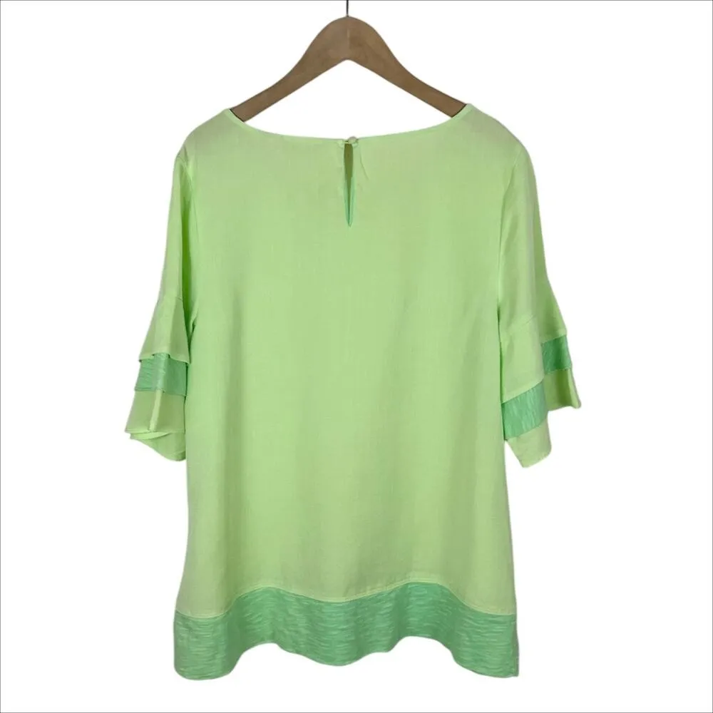 Soft Surroundings Oakleigh Triple Tiered Sleeve Top in Margarita Lime Size Small - Image 3