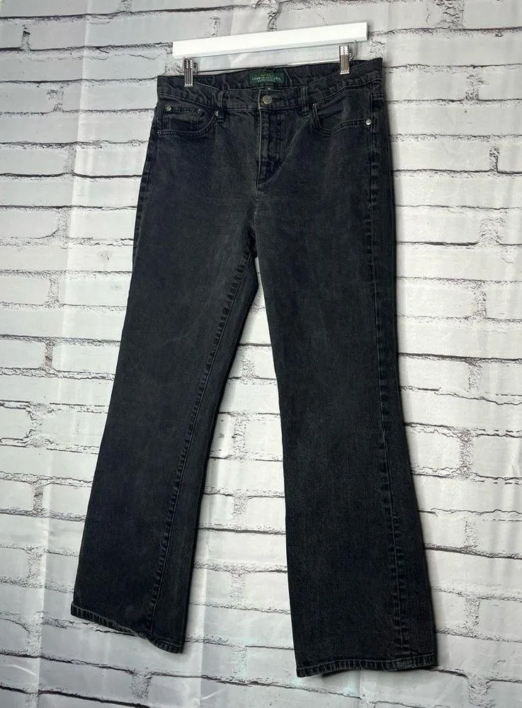 Lauren Ralph Lauren Black Classic Bootcut Jeans Sz 14 Stretch Denim Mid - Image 7