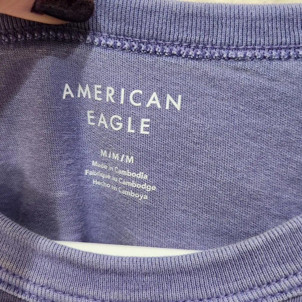 American Eagle Short Sleeve T-Shirt Crew Neck Pure Cotton Purple Size Medium NWT - Image 5