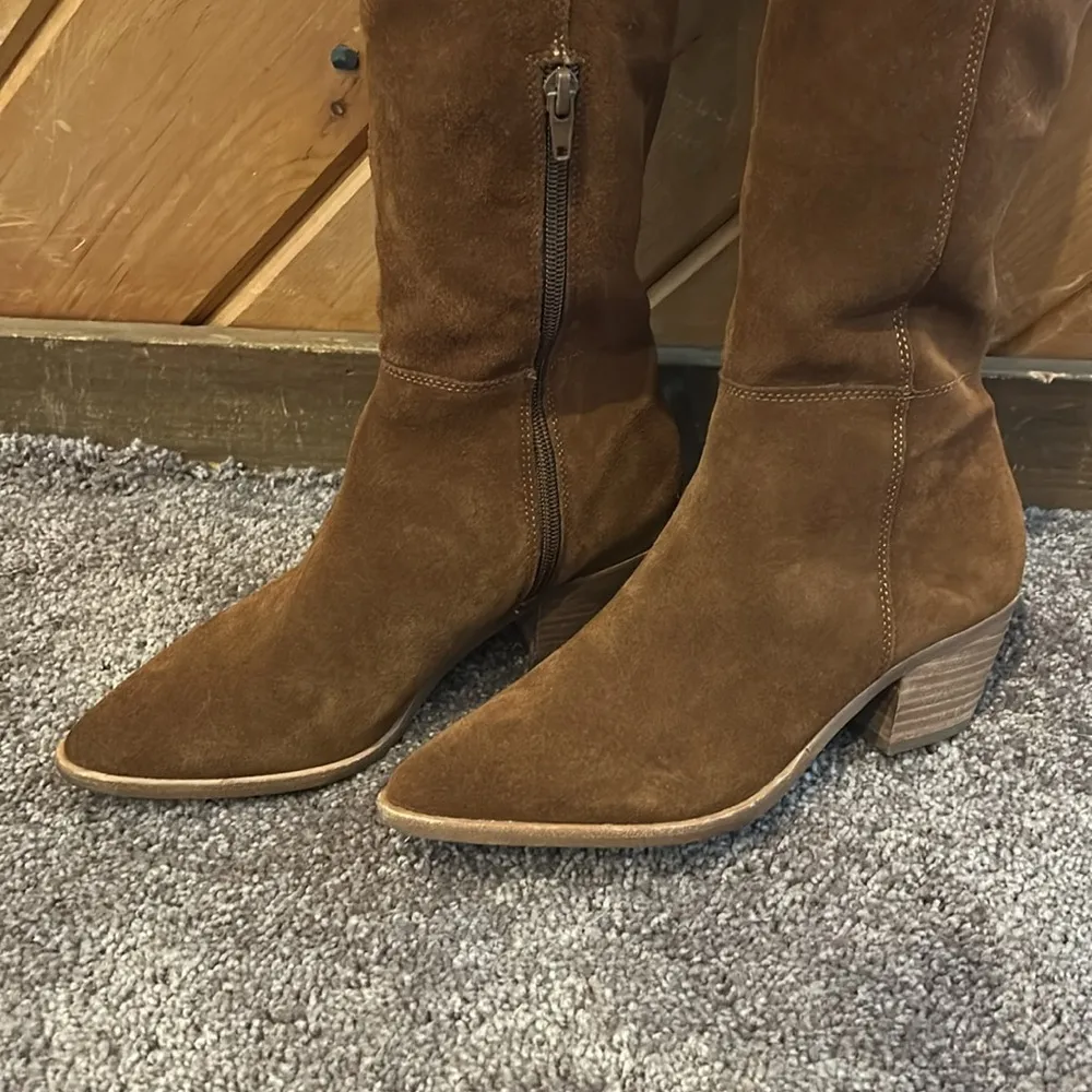 Steve Madden Lucca brown suede leather pull on over the knee boots - Image 5