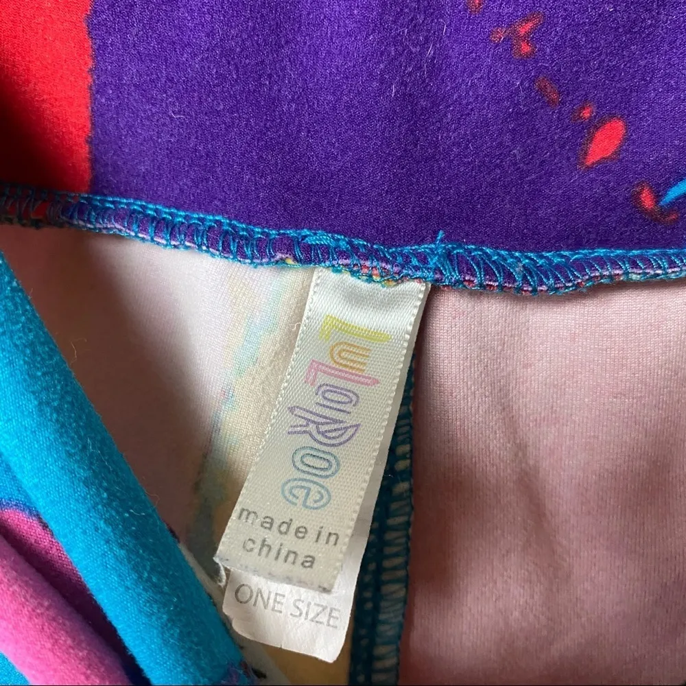 Lularoe 80's Abstract Funky Triangle Bright Leggings One Size Art To Wear - Image 4