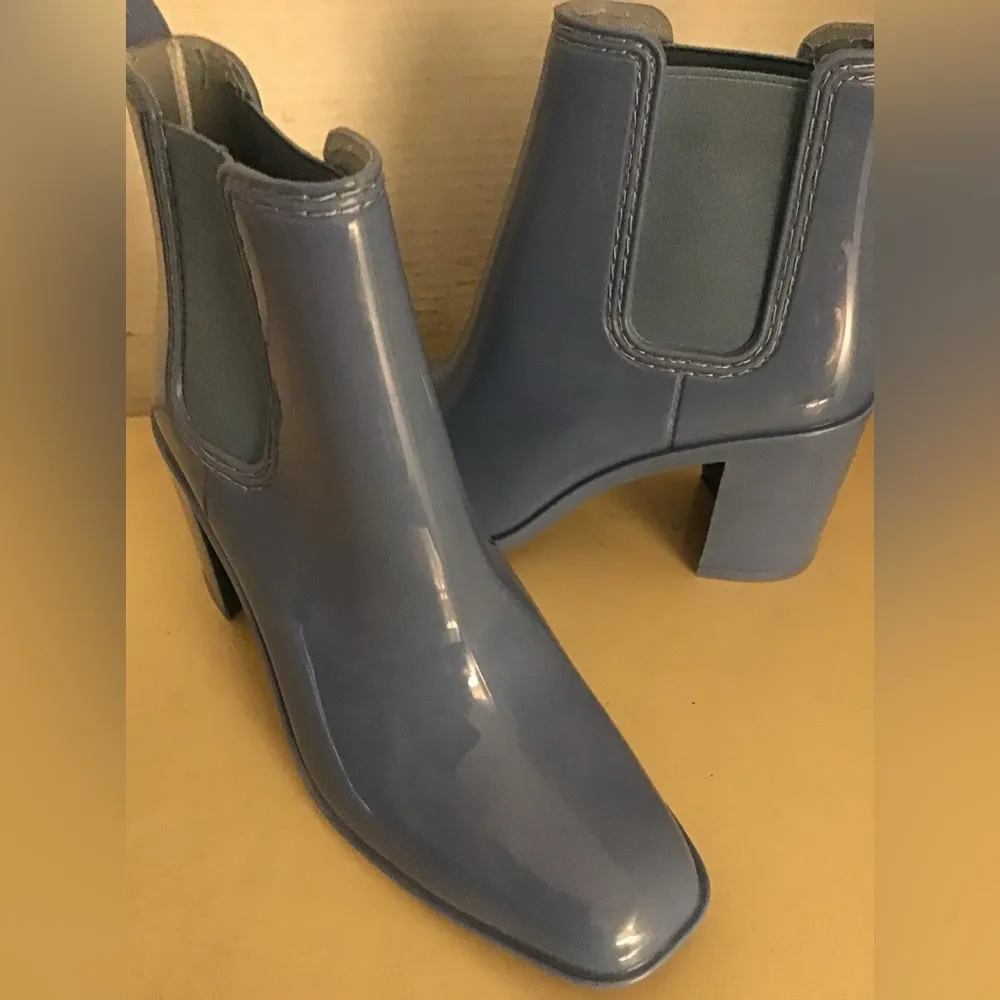 Jeffrey Campbell women blue short Chelsea rubber rain Hurricane boots US 7 - Image 4