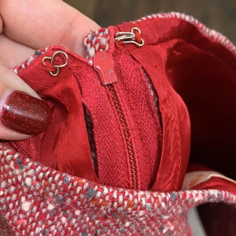 Pendleton Virgin Wool Red Tweed Pencil Skirt - Image 3