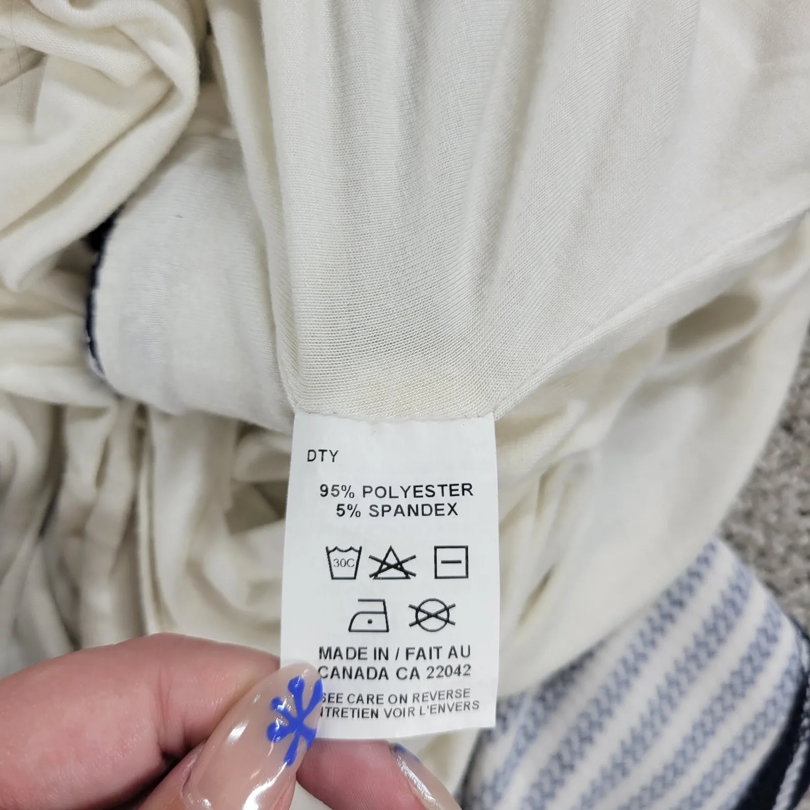 Margaret M Womens Skirt Large Navy White Stripe A Line Mini Stretch Lined Blue - Image 3